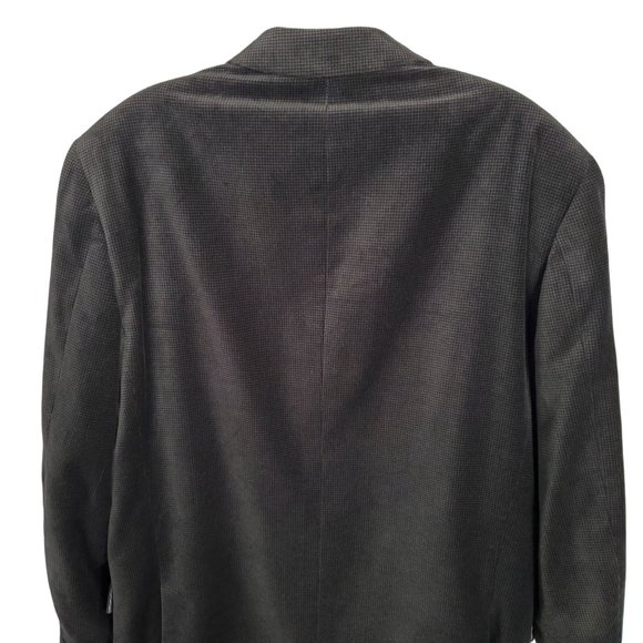 Alfani Mens Size 40L Blazer Sport Coat Slim Fit Velvet Micro Check Black Gray - Picture 6 of 16